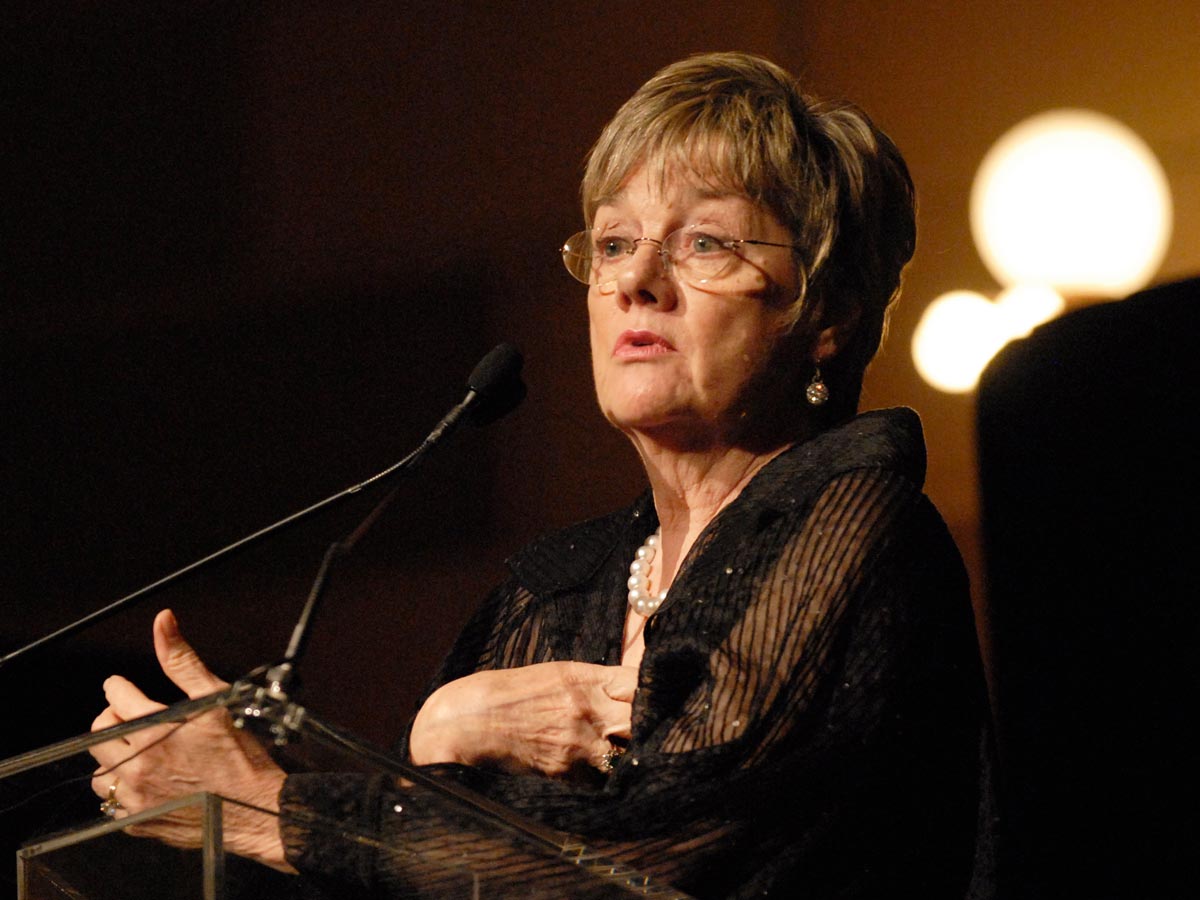 Patricia Hynes speaks at an event